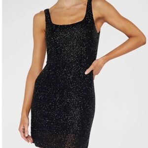 L'AGENCE Inori Beaded Mini Dress In Black